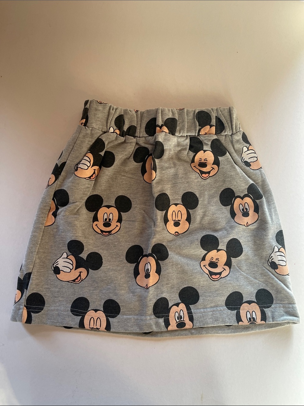 Mickey Mouse Gray Skirt with Peach Face Prints